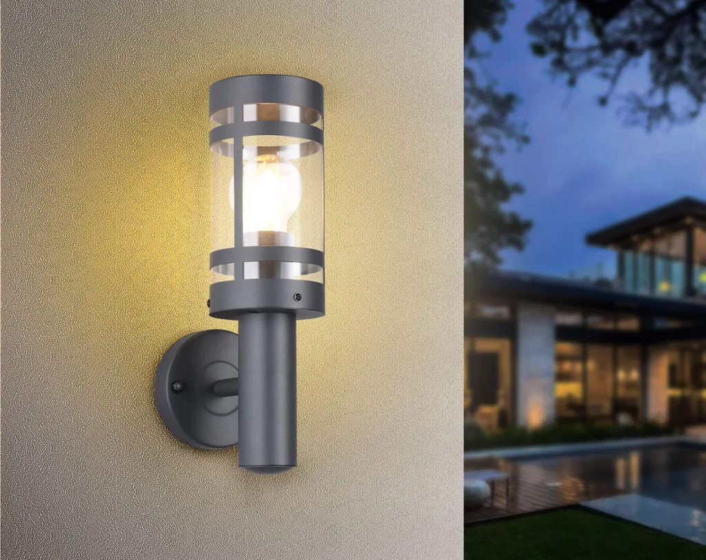 Applique murale IP44 Reality PALOMA R21719142 culot E27 gris sans ampoule