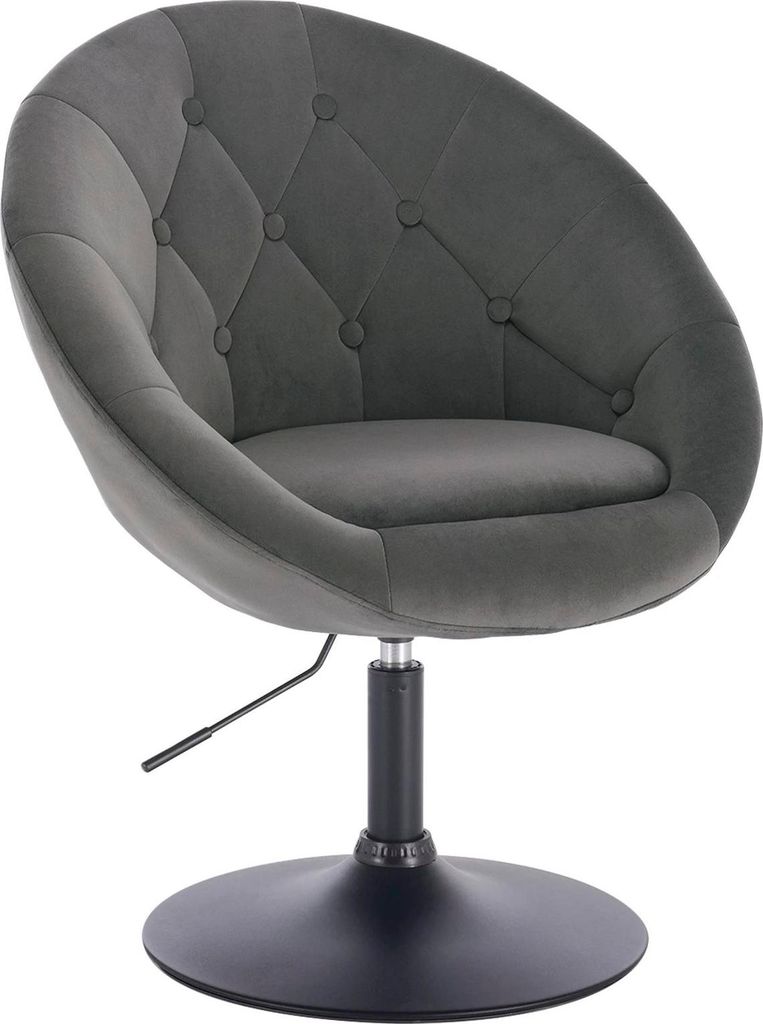 Barhocker - Drehbar - Höhenverstellbar 81–93 cm - Samtbezug - Mit Armlehnen - Ergonomisch - Modernes Design - Dunkelgrau