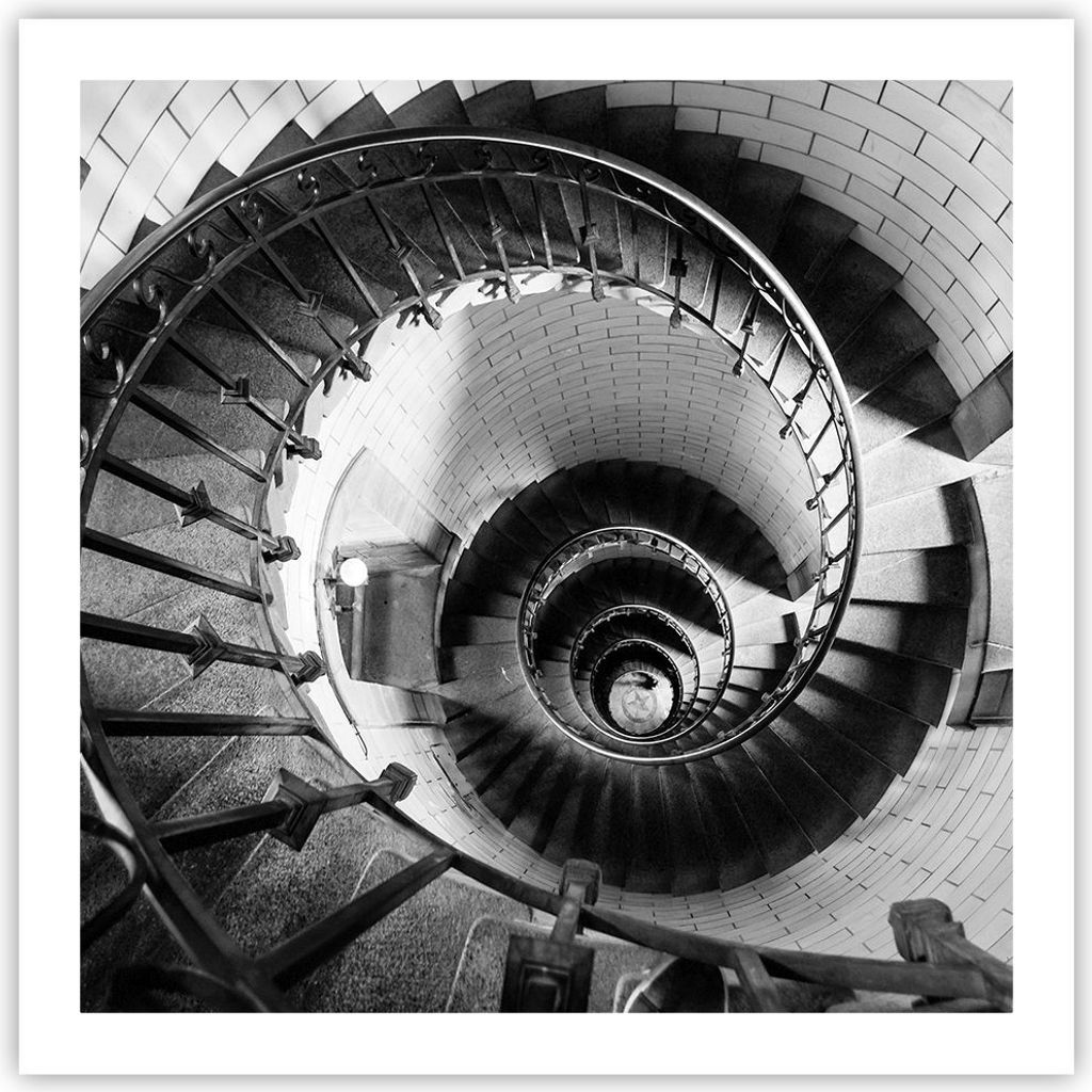 Poster - Poster ohne Rahmen - Treppe Spirale Perspektive - 60x60 cm - Wand Bild - Wanddeko - Wandbilder - Kunstposter - Wandposter - Bilder - Kunst...