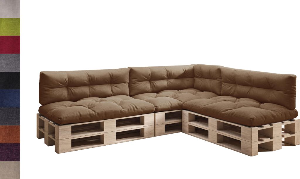 sunnypillow Palettenkissen für Palettenmöbel - 7er Set - Palettenauflage 120 x 80 für Palettensofa - Palettenpolster für Garten, Gesteppte Kiss...