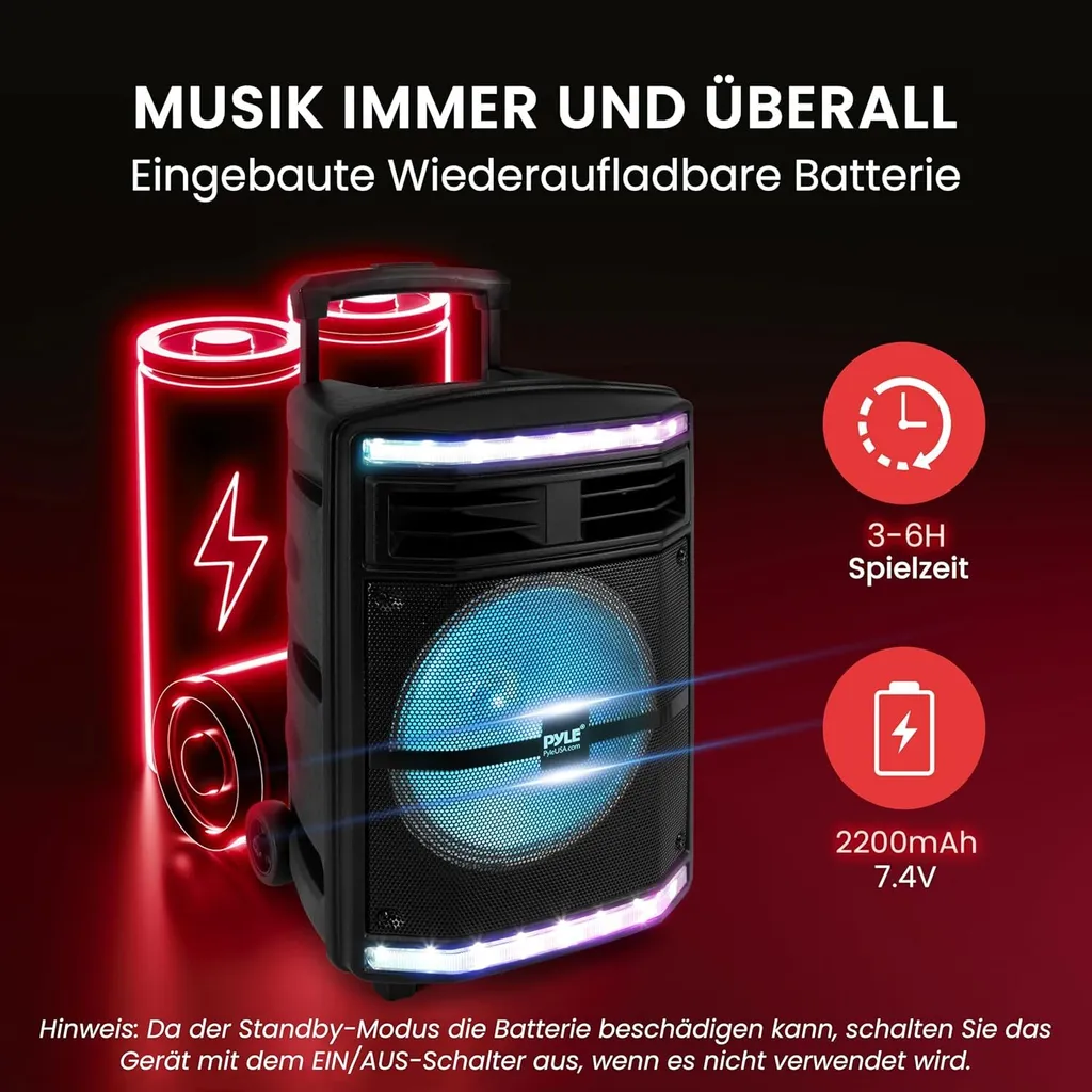 Sistema PA Portatile Pyle 600W: Jukebox Bluetooth e Karaoke per Eventi - 5
