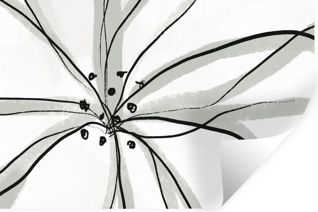 MuchoWow Wandtattoo Wandsticker Wandaufkleber Blumen - Abstrakt - Design 90x60 cm Selbstklebend und Repositionierbar - Aufkleber