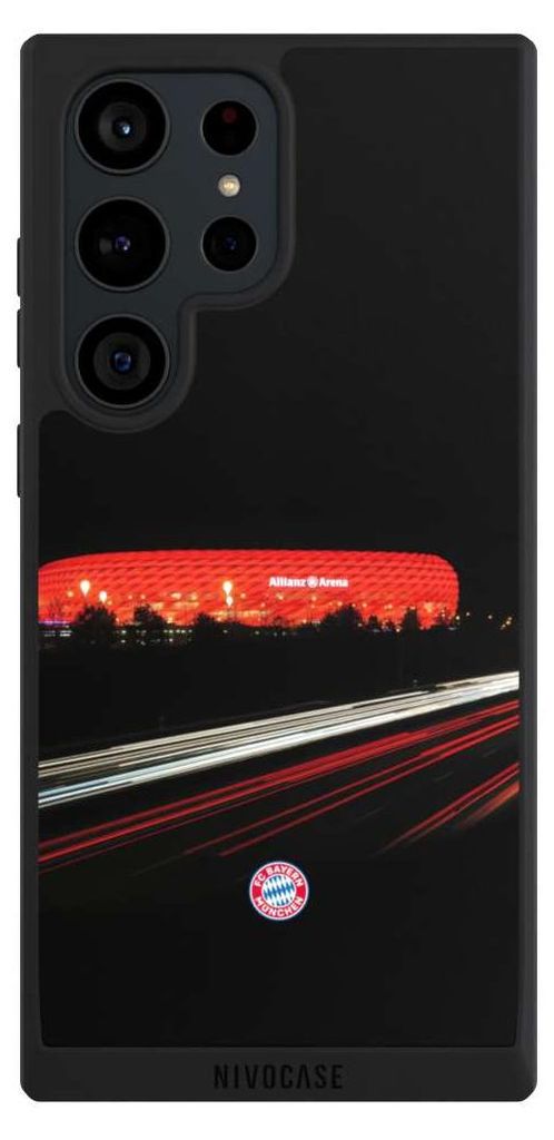 NIVOCASE Handyhülle für Samsung Galaxy S23 Ultra Hülle NIVOpure Case Schwarz FC Bayern München FCB Stadion