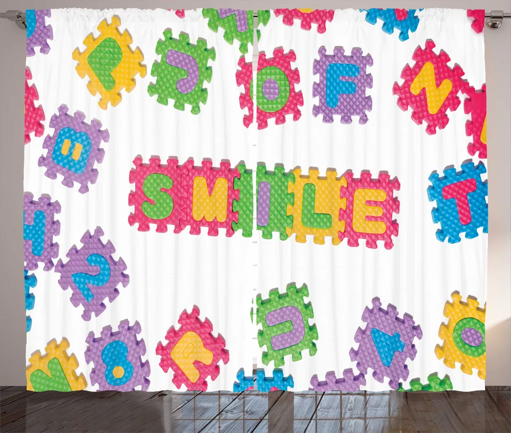 Rideau pour Chambre Enfant ou Salon ABC Puzzle Smile 280 x 225 cm