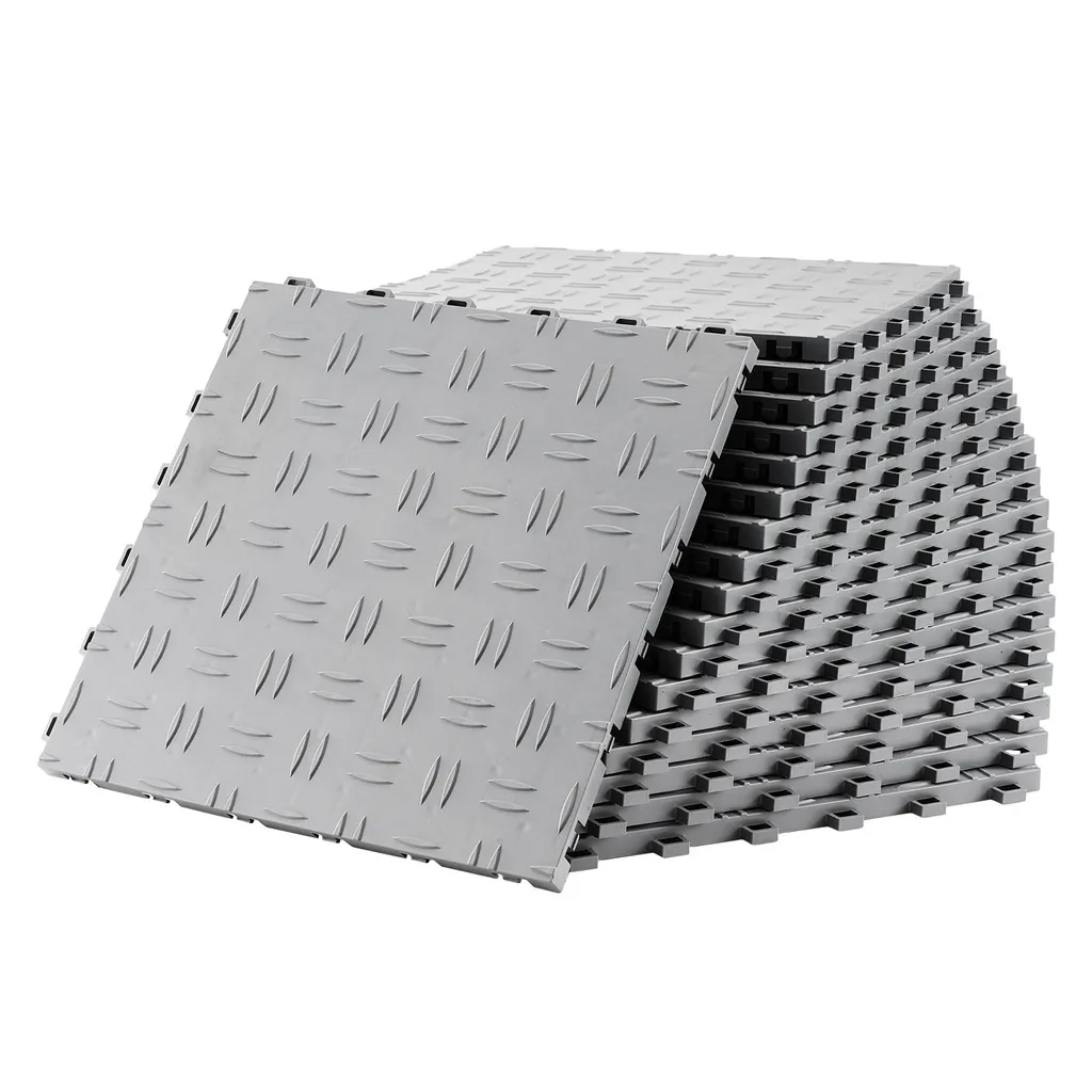 SucceBuy Dalle de sol garage clipsable 30x30 cm Argent Paquet de 25