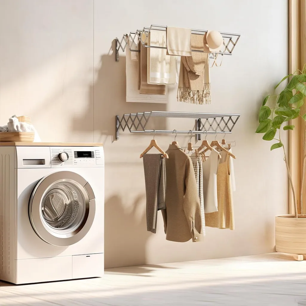 Stendibiancheria Parete Argento 80cm 7 Aste | Design Moderno Bagno - 2