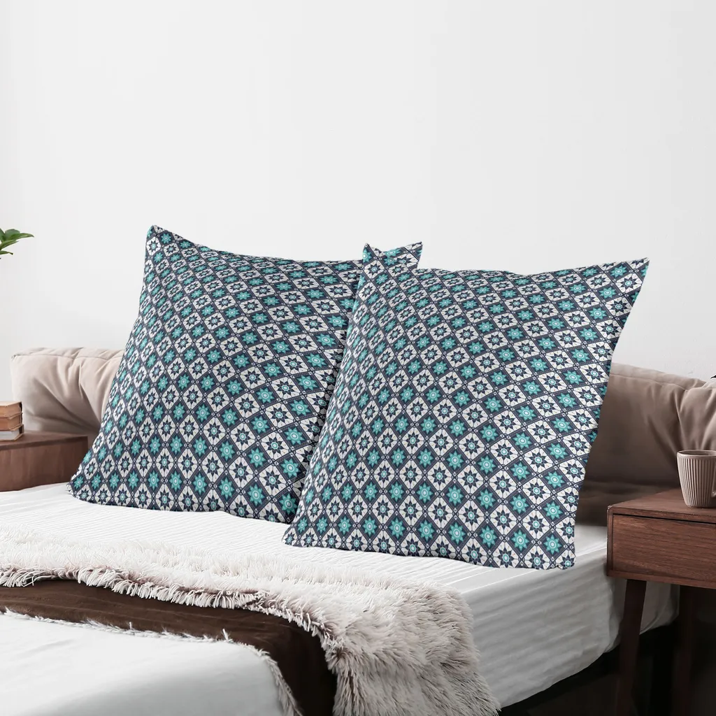 Offerta Set 2 Federe 80x80 ABAKUHAUS Boho: Blu Marocco - 2