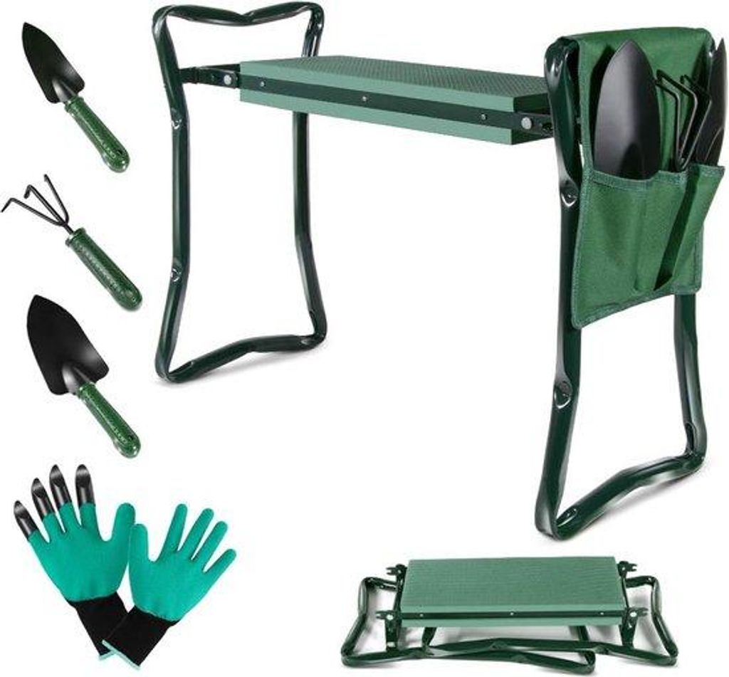 Gartenstuhl, Kniebank für Gartenarbeit, Gartenstuhl mit EVA-Schaumkissen bis 150 kg Belastbarkeit, für Gartenwerkzeug und Handschuhe