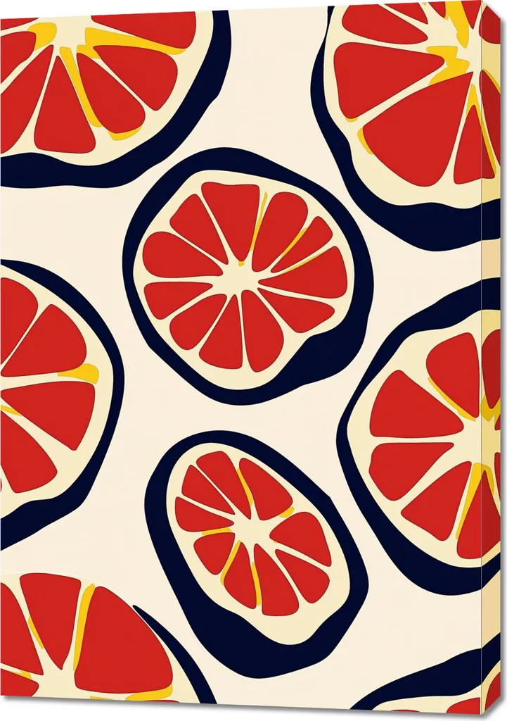 Quadro 70x100 cm Moderno Frutta e Pompelmo Pop Art Vintage per il Soggiorno