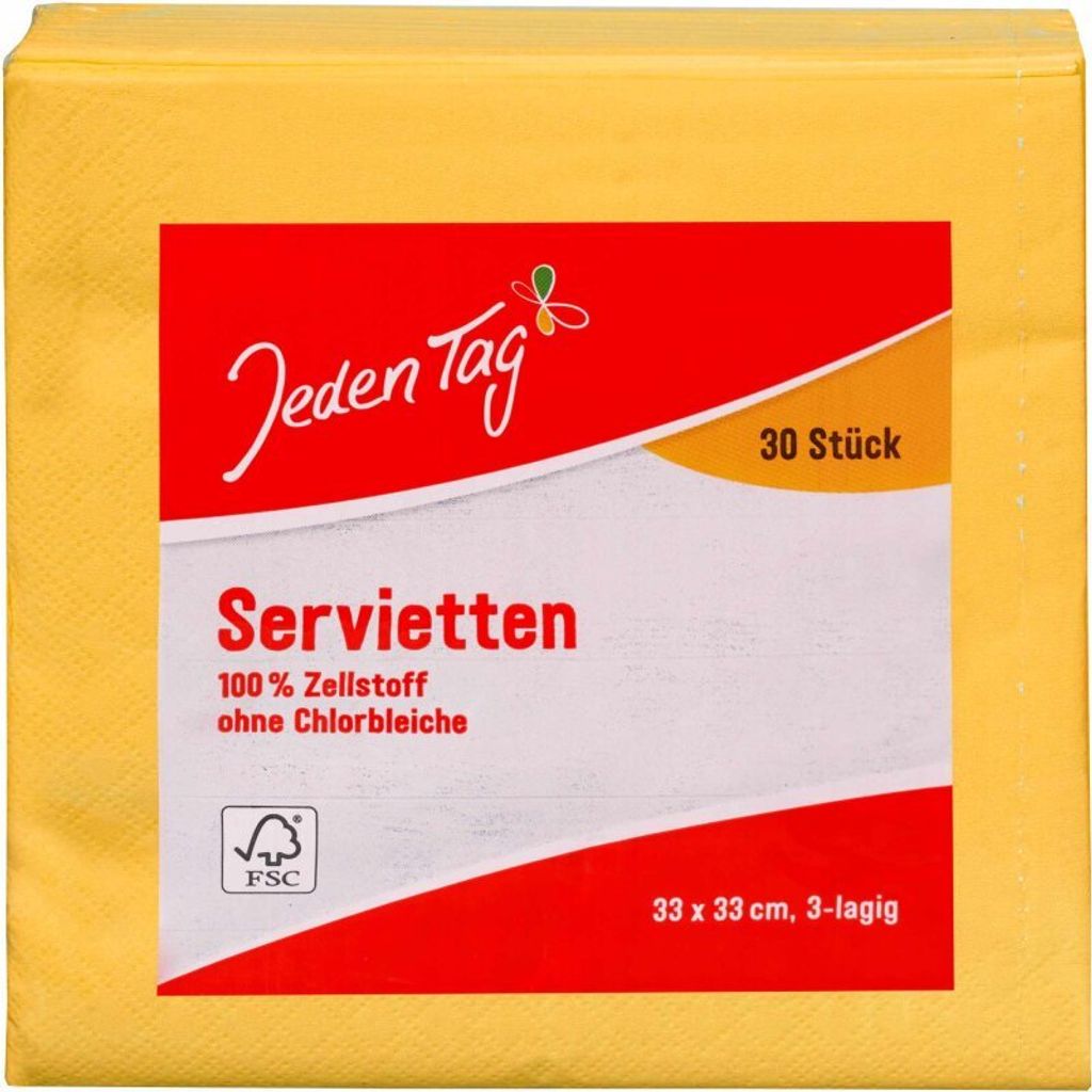 Jeden Tag Servietten 33x33cm sonnengelb 3lg (30 St)