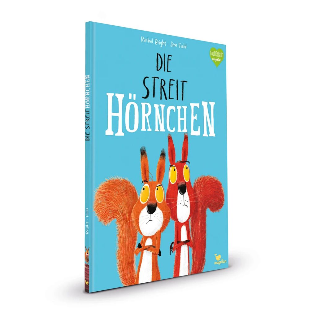 A book cover with two cartoon squirrels on a blue background.