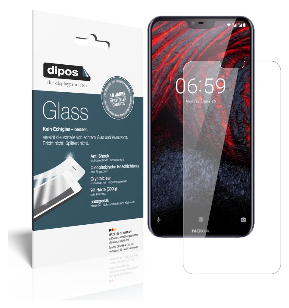 2x Schutzfolie für Nokia 6.1 Plus - Anti-Shock 9H Folie Glass Kunststoffglas