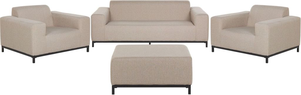 BELIANI Lounge 5er Set Beige / Schwarzes Gestell Polsterbezug Dekorativ Praktisch Klassisch Traditionelles Design