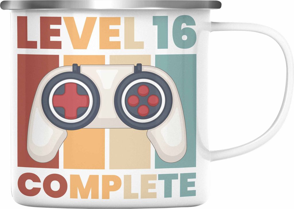 Trendation - 16. Geburtstag Emaille Tasse Geschenk Jungen Geschenkidee Lustig Spruch 16 Geschenke Geschenkideen zum 16 Bday 16er Sohn Emaille Email...