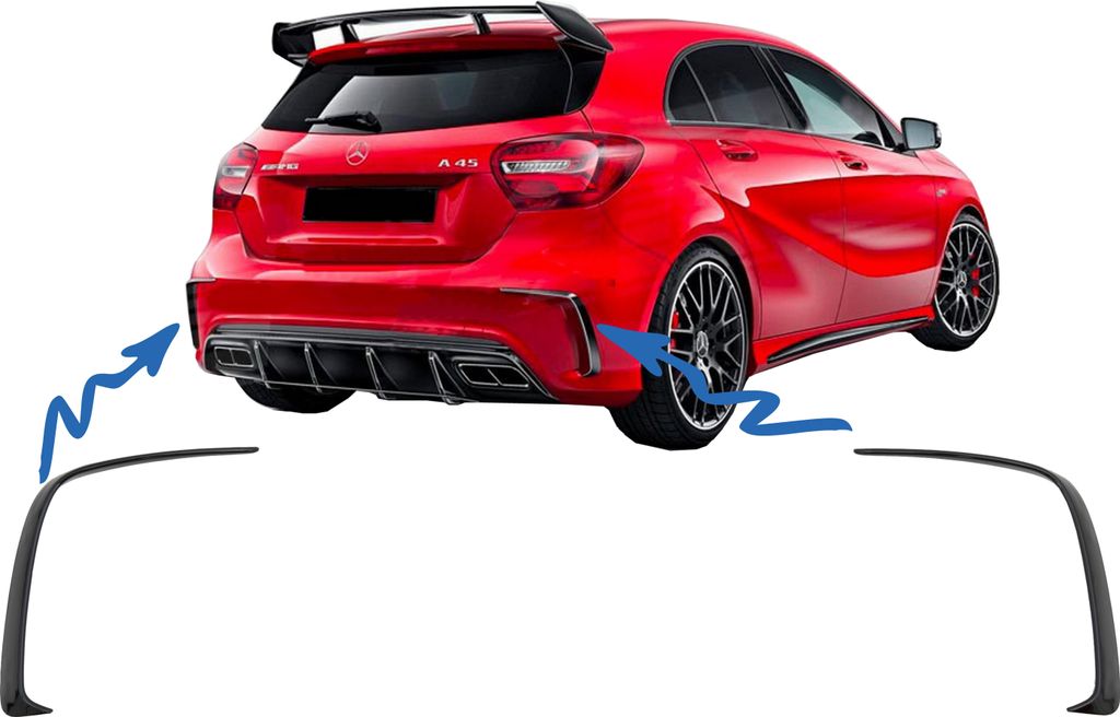 Heckstoßstangensplitter Lamellen für Mercedes A-Klasse W176 2012-2018 A45 Look