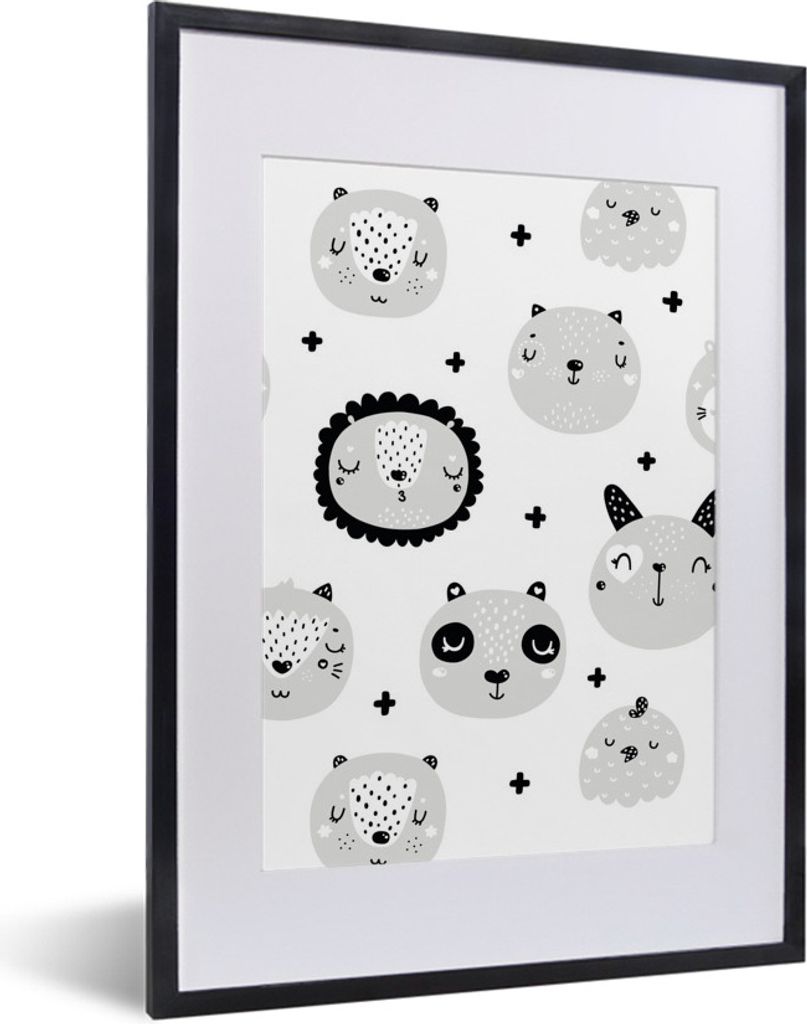 MuchoWow MuchoWow Gerahmtes Poster Tiere - Kinder - Löwe - Jungen - Mädchen - Baby - Kind 30x40 cm - Poster mit zchwarzem Bilderrahmen - Wand...