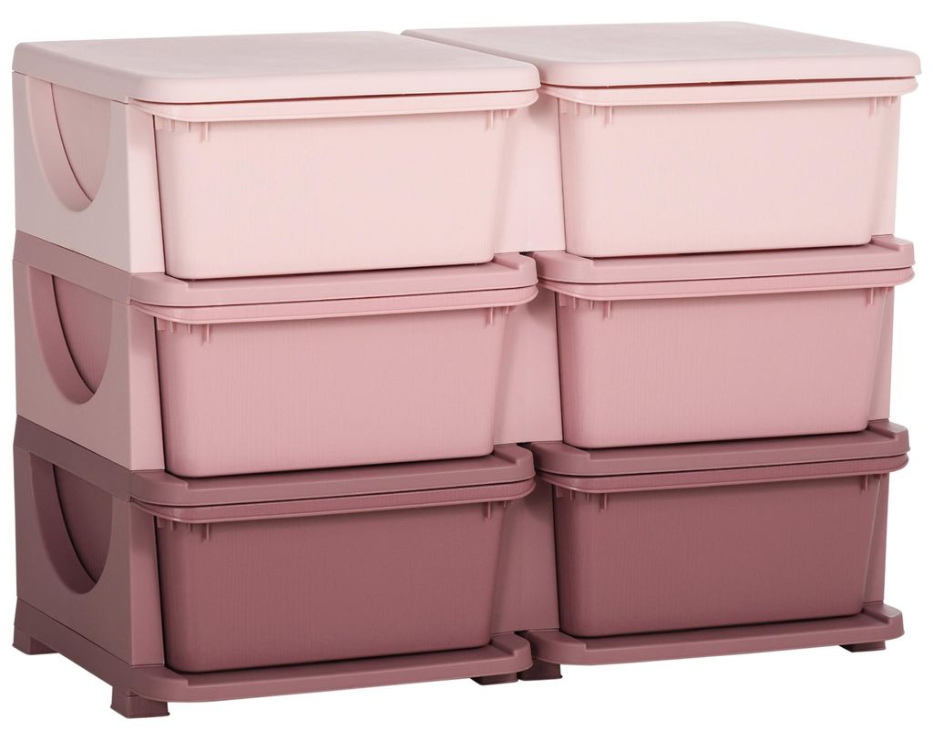 Aufbewahrungsbox für Kinder, Kinder-Aufbewahrungsbox, 3 Schubladen, Rosa