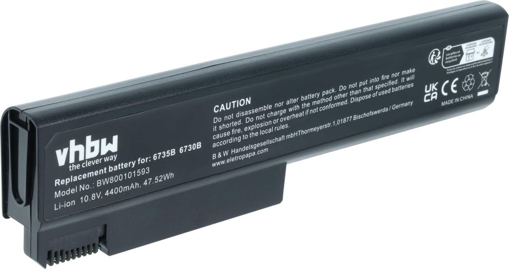 vhbw Akku kompatibel mit HP ProBook 6545, 6550b, 6540, 6440, 6555b, 6545b, 6535b, 6530b, 6540b, 6500b, 6440b Notebook (4400 mAh, 10,8 V, Li-Ion)