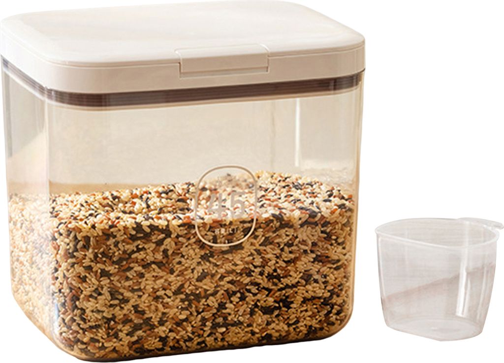 2,8 l/4,5 l/5,5 l Reismehlbehälter-Set, einfache Einhandbedienung, gute Abdichtung mit Messbecher, multifunktionale Aufbewahrungsbox
