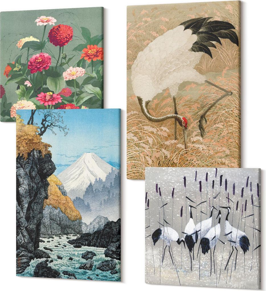 Leinwandbild Set 4-teilig – Modernes Wandbild – Polycanvas Kunstdruck – Abstrakte Bilder – Hochwertige Wandkunst – 2x 40x40 cm + 2x 40x60...