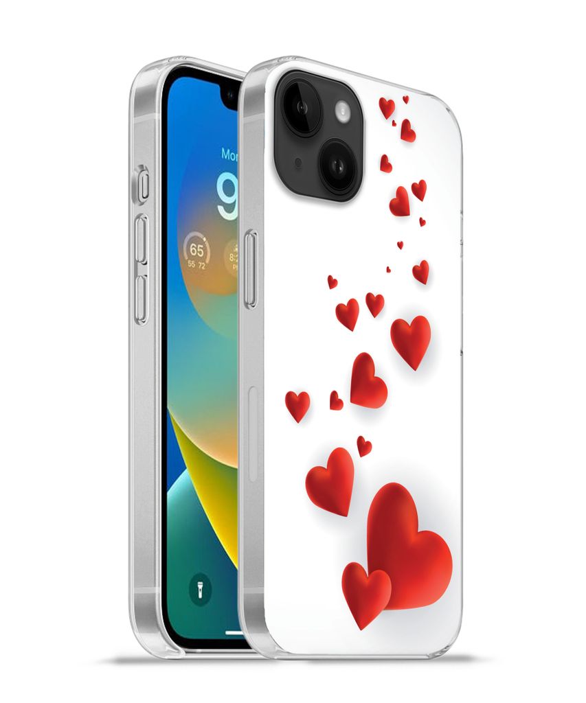 MuchoWow Handyhülle Schutzhülle Hülle für Apple iPhone 14 Plus - Soft case Eine Illustration eines Pfades der Herzen Silikon Softcase Handy H...