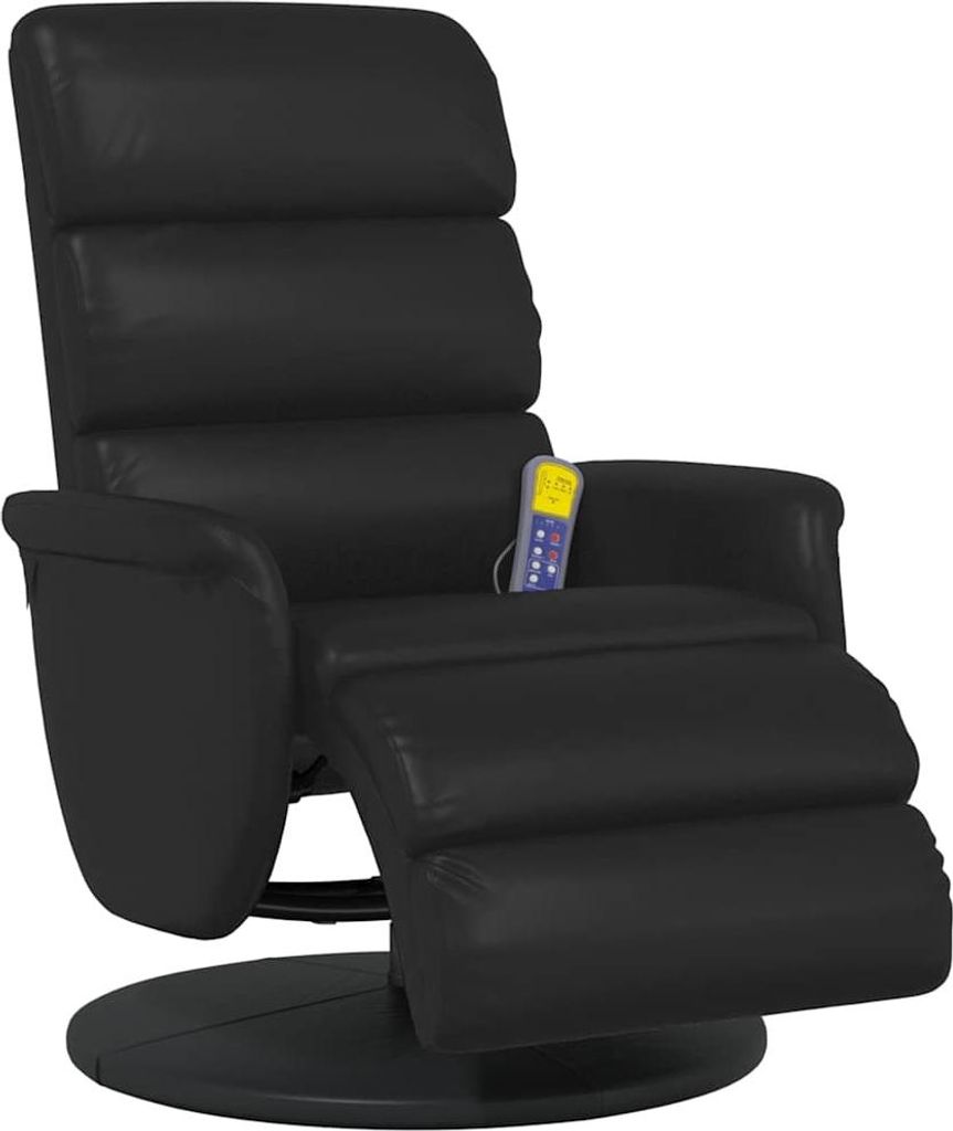 vidaXL Massagesessel mit Fußteil Schwarz Kunstleder