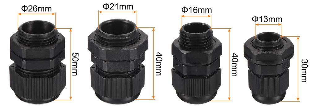 33 Stš¹ck Kabelverschraubung Set, 1/4" 3/8" 1/2" 3/4" Kabeldurchfš¹hrung Wasserdicht IP68 Nylon verstellbare Kabelverbinder, Schwarz