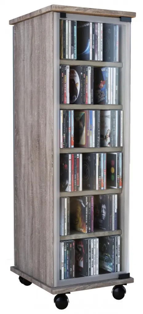 VCM Valenza Porte en verre pour étagère CD DVD bois H91 x L31 x P35 cm