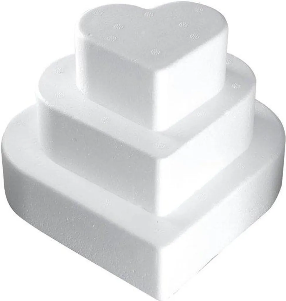 Support gâteau cœur polystyrène 3 étages pour centre de table mariage
