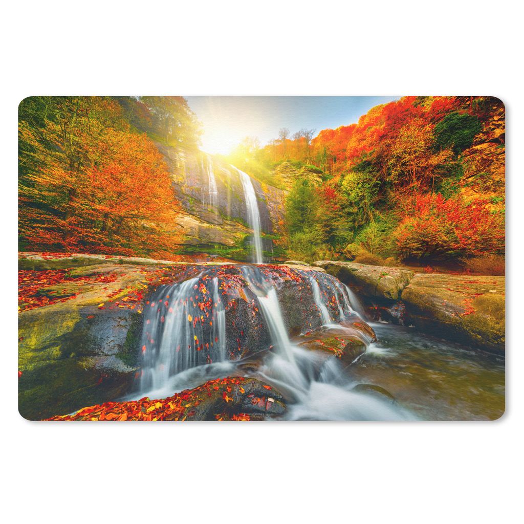 MuchoWow Mauspad Mousepad Wasserfall - Natur - Herbst - Rot - Wasser 27x18 cm - Mousepads - Maus Mat - Pad - Mausunterlage - Büroartikel - Desk ...