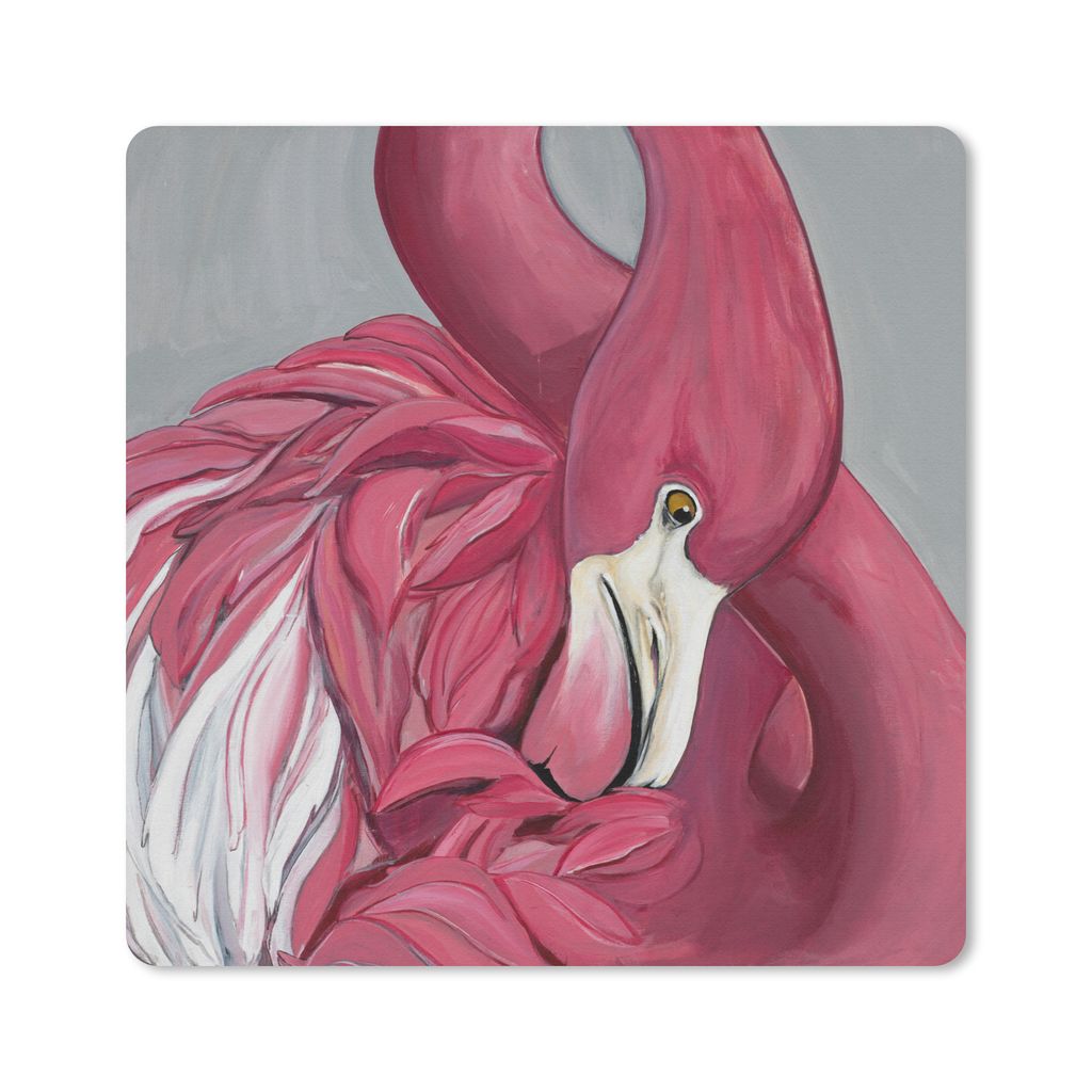 MuchoWow Mauspad Mousepad Flamingo - Rosa - Vogel - Tiere 20x20 cm - Mousepads - Maus Mat - Pad - Mausunterlage - Desk Mat - Bureauartikeln