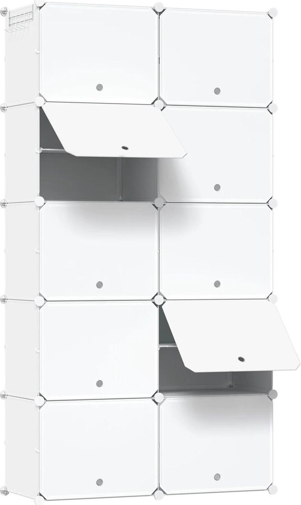 Schuhschrank - Schuhregal - 10 Fächer - Für 40 Paare - 94x180x36,5 cm - DIY-Montage - Bodenstehend - Weiß