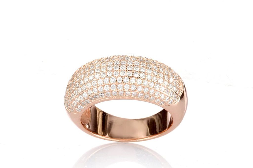 Karisma Damen Silber 925 Eternity Ring Rosé Gold Gefasste Zirkonia Steine Weiss - HS-RRG06