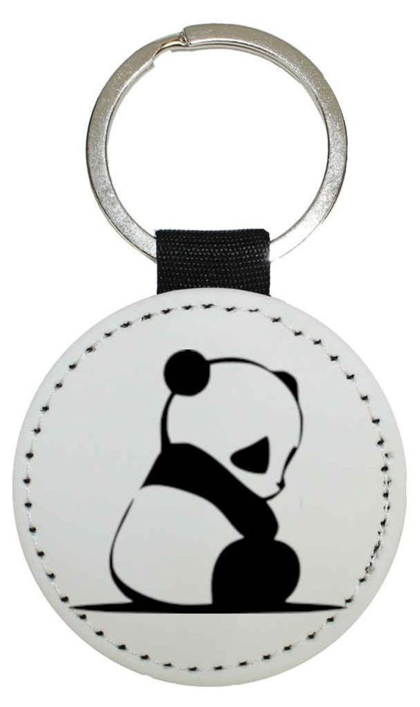 Schlüsselanhänger rund Kunstleder Panda