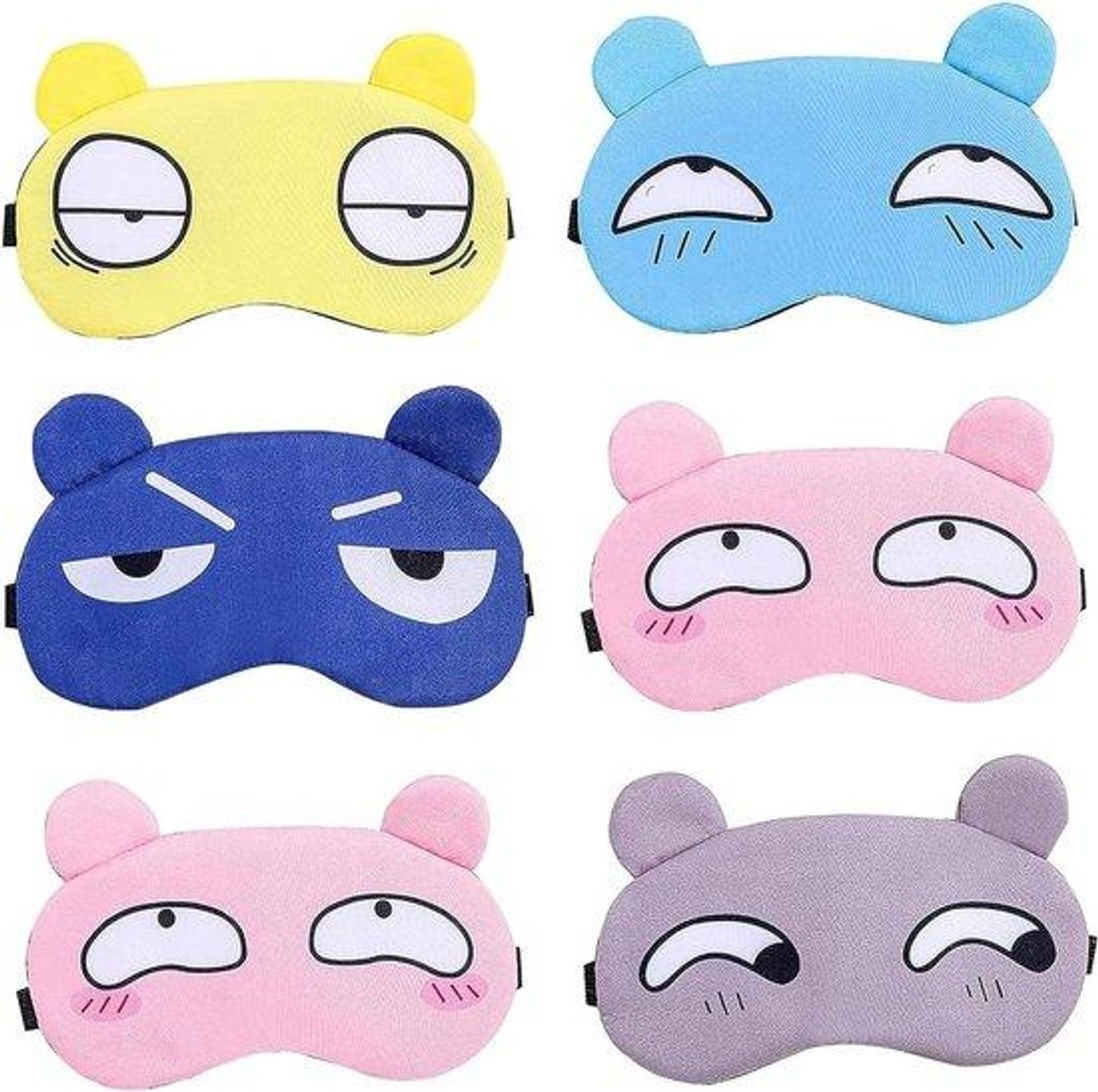 6 Stück weiche Plüsch-Oogmasken für Kinder - Cartoon-Figuren - Mädchen und Jungen - Nachthemden für Reisen