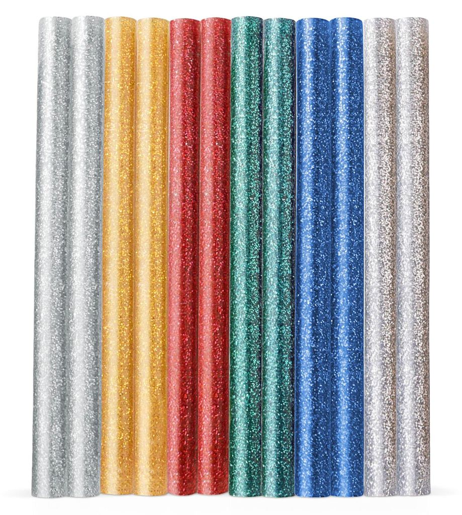 12 Heißklebesticks bunt glitzernd Produktbild 