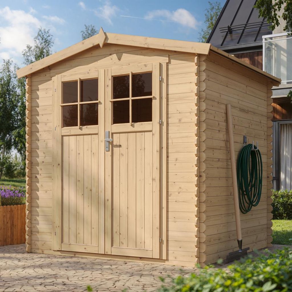 Wooden garden shed WITH IMPREGNATED FLOOR, lockable door - W206xL216xH218 cm 3.53 m2- Timbela M343F+M343G
