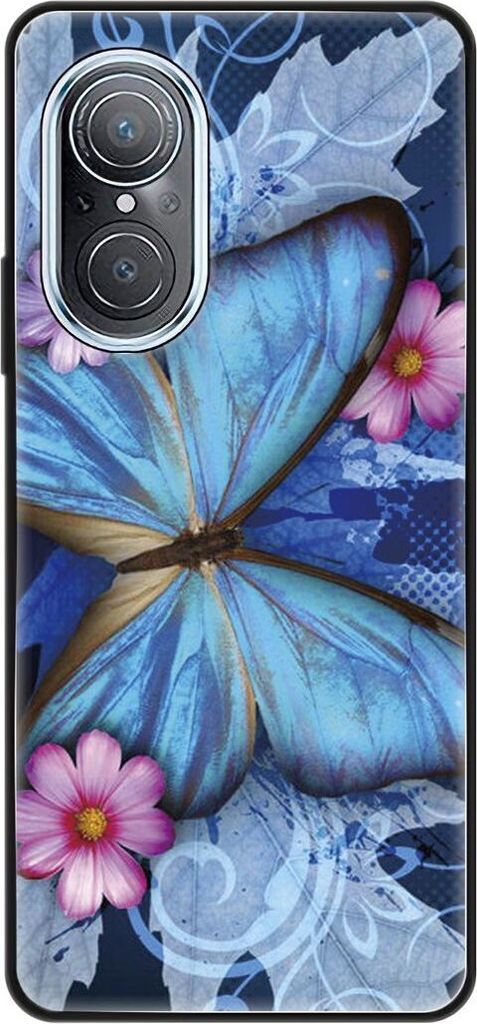 König Design Hülle kompatibel mit Huawei nova 9 SE Kunststoff Soft Handyhülle - Handy Case Schmetterling Blau