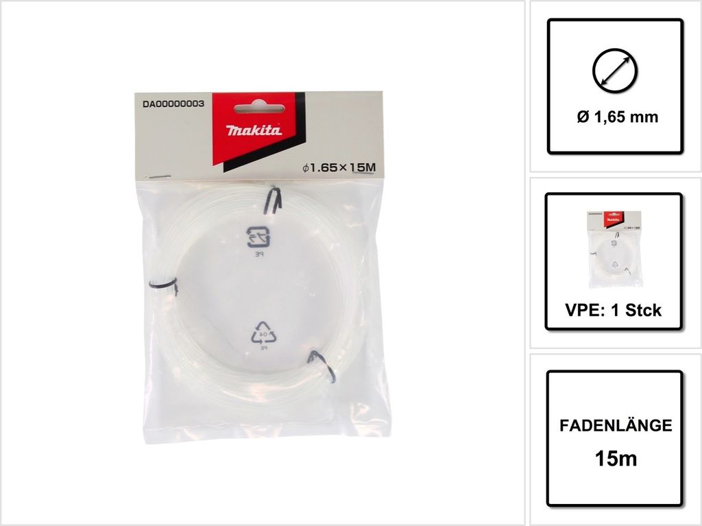 Makita Mähfaden rund 1,6mmx15m DA00000003 E-02733 Produktbild 3