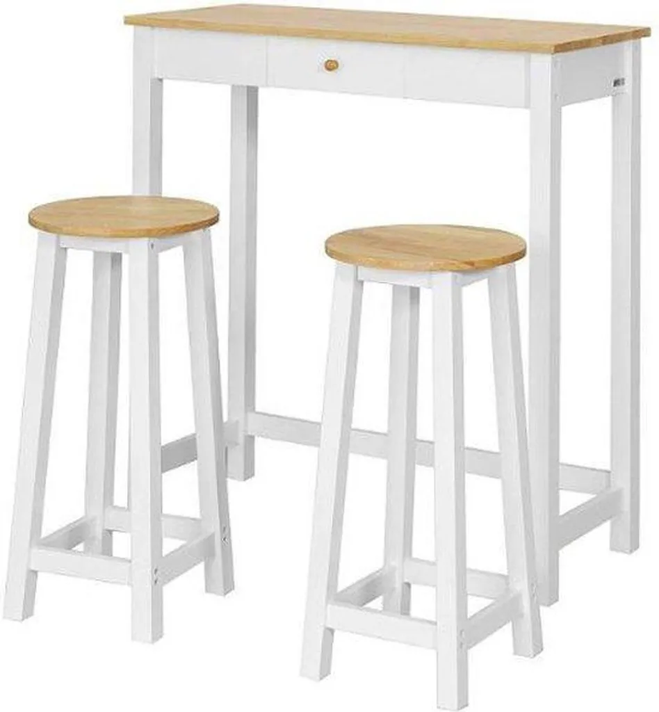 Ensemble Table de Bar Mara avec 2 Tabourets et Tiroir - 95x40x107 cm