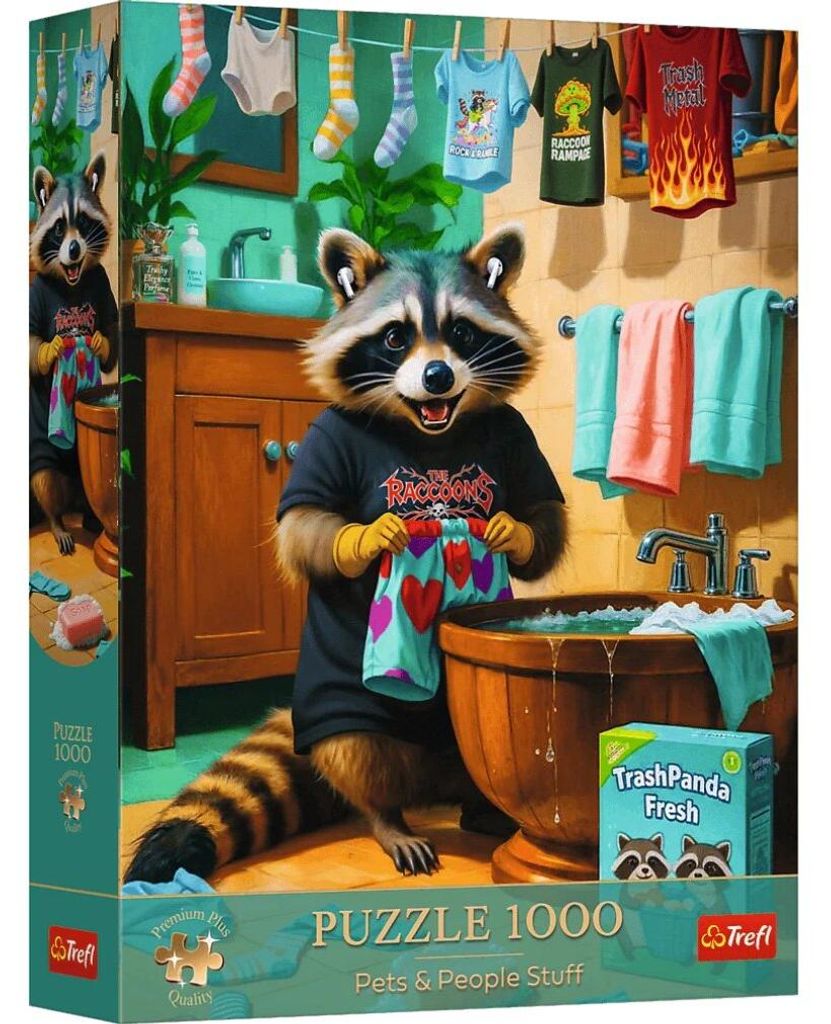 Trefl, Waschbär Wäschetag, 1000 Teile Premium Plus Puzzle Produktbild 