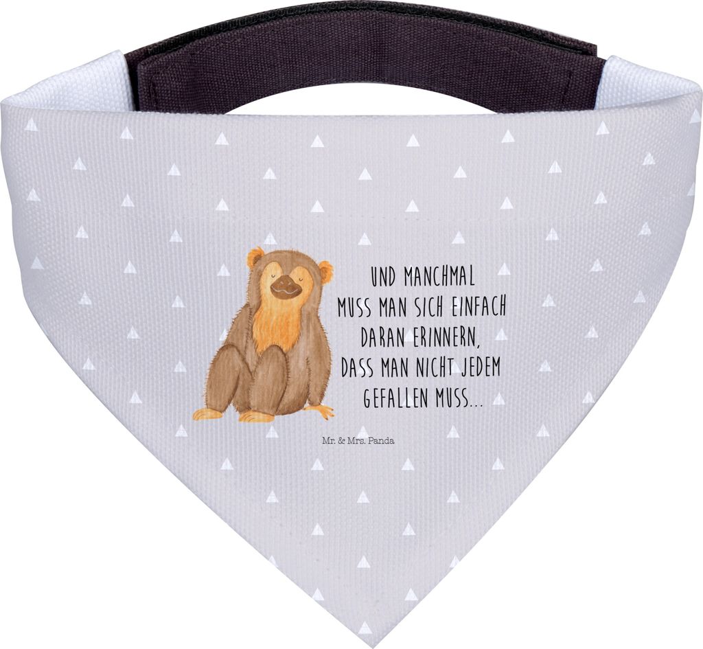 Mr. & Mrs. Panda Hundehalstuch S Affe - Grau Pastell - Geschenk, Affen, Halstuch, Selbstbewusstsein, Respekt, Afrika, Selbstliebe, Hund, Hunde Tuch...