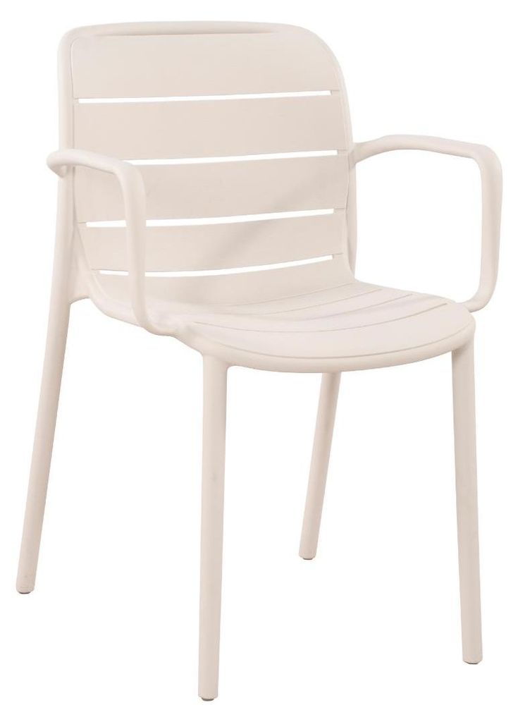 Silja Gartenstuhl mit Armlehnen stapelbar sandfarben.