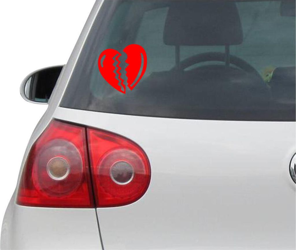 Aufkleber / Autoaufkleber - JDM - Die cut - Broken Heart Decal Auto Laptop Fenster - Folie Sticker - rot - 88mmx88mm