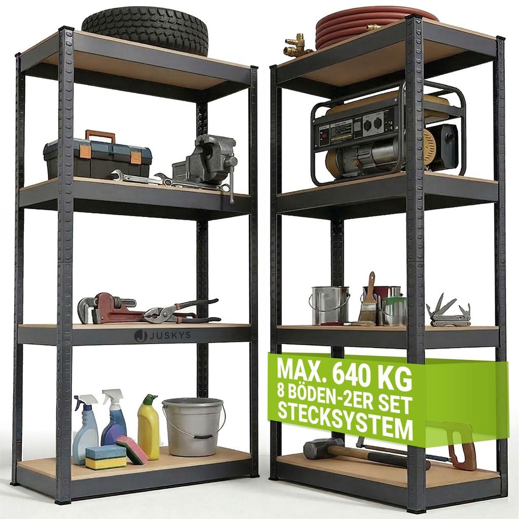Juskys Lagerregal Easy 2er Set 160x80x40 cm - max. 640 kg - Produktbild 