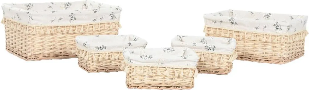 Corbeille à linge naturelle Shabby Chic lot de 5 paniers ESPRIT maison