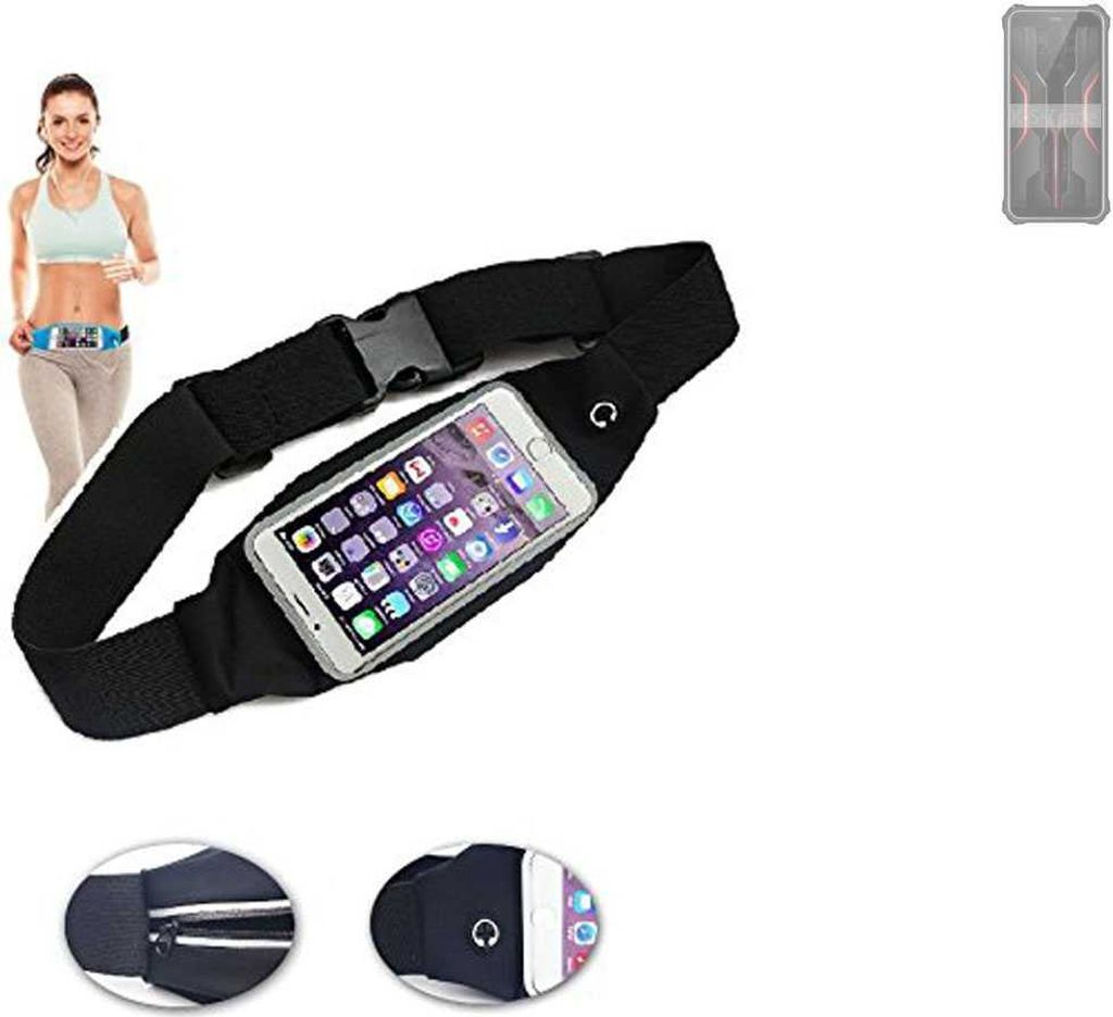 K-S-Trade Jogging-Armband kompatibel mit FOSSiBOT F101P Gürteltasche Umhängetasche Bauchtasche schwarz Sport Running Jogging Fitness Laufen Exercise