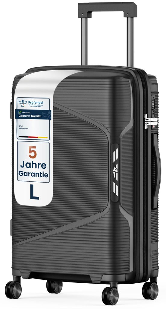 4FLY Hartschalen-Reisekoffer L 65 cm (61L) - mit TSA-Schloss, Doppelrollen, Aluminium-Teleskopgriff und Doppelreißverschluss
