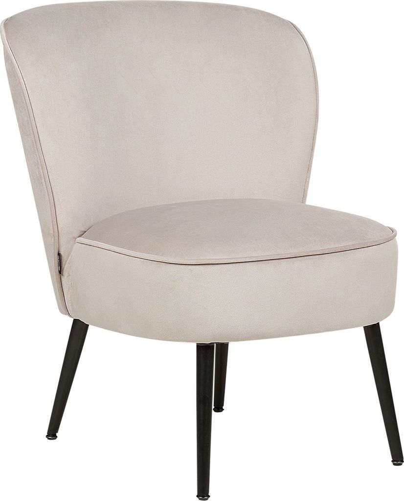 BELIANI Sessel Taupe / Schwarz aus Samt ohne Armlehnen Elegantes Design Modern für Wohnzimmer Schlafzimmer Retro Stil
