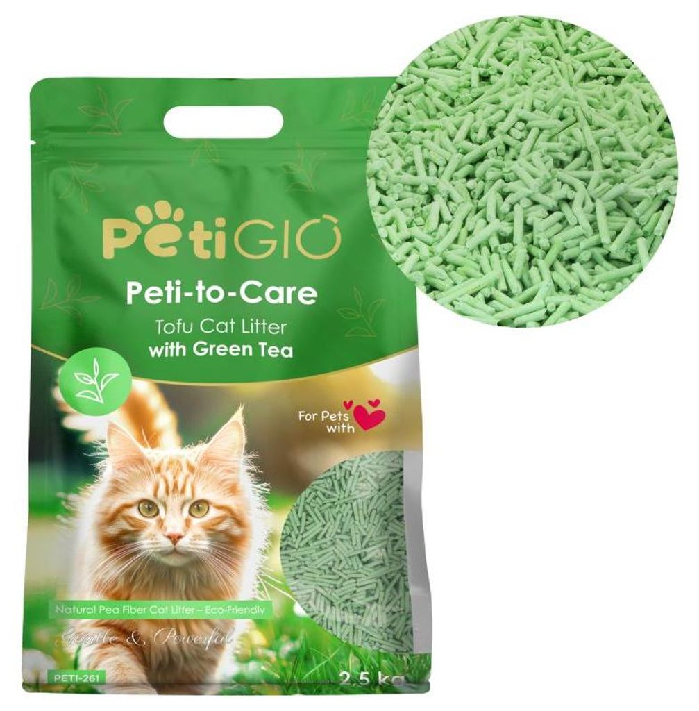 Peti-to-Care stelivo pro kočky Tofu Green Tea 2,5kg (cca Obrázek produktu 
